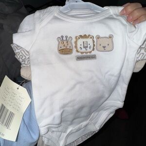 Gerber White Bodysuit with Animal Faces